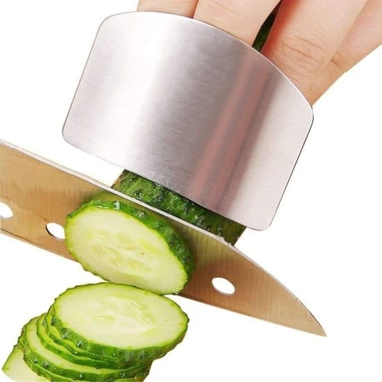 WUGO::Stainless Steel Finger Protector Guard Vegetable Chopping Hand Guard Slice Home and Kitchen Tools (Pack Of 1)