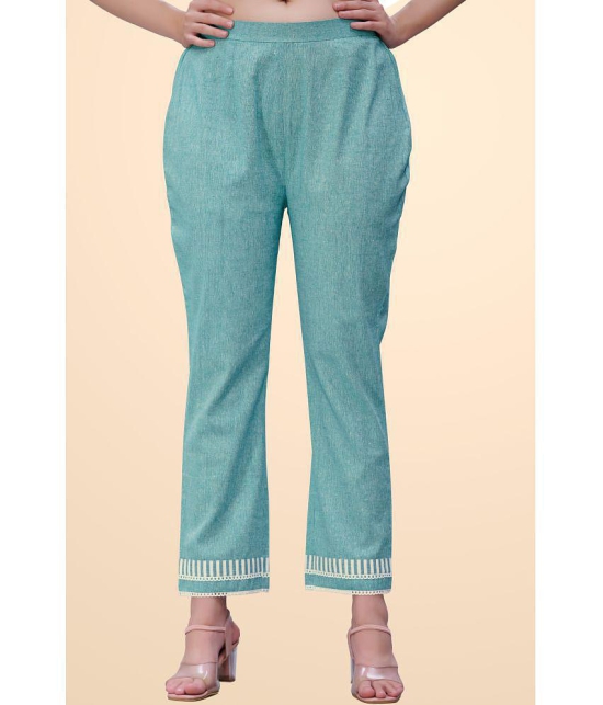 Glomee - Sea Green Cotton Straight Women's Casual Pants ( Pack of 1 ) - None