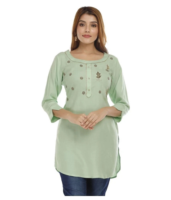 JC4U - Green Rayon Womens Straight Kurti ( Pack of 1 ) - XL