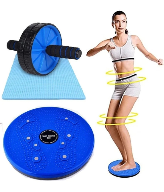 HORSE FIT AB Roller & Tummy Twister (Combo of 2) Waist Trimmer Body Toner Home Gym Equipment For Men & Women Abdominal Exerciser - (Multicolor) - Multi Color