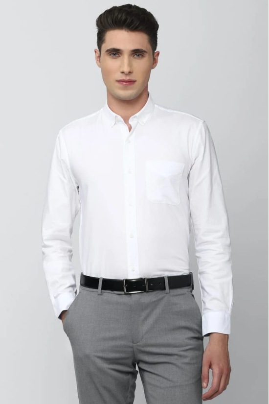 Men White Slim Fit Formal Full Sleeves Formal Shirt