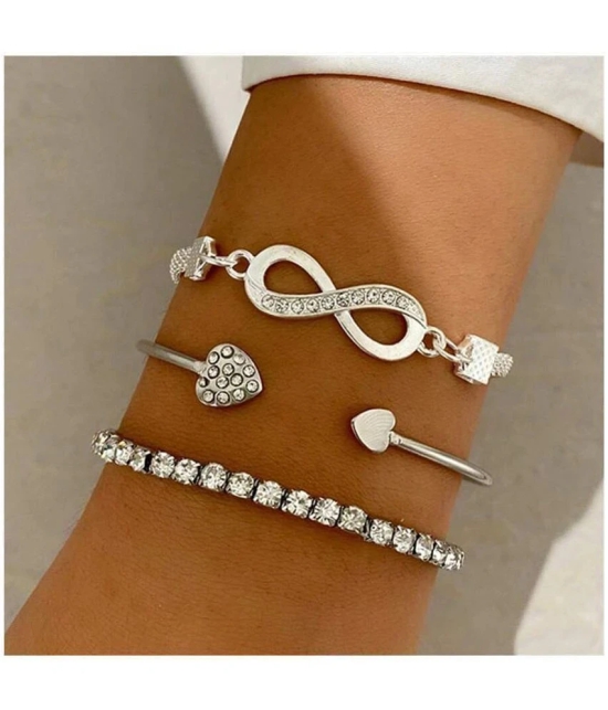 FASHION FRILL Silver Bracelet ( Pack of 3 ) - None