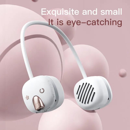 T5 Mini Size Neck Hanging Bluetooth Speaker Neckband Portable Wireless HiFi Sound Subwoofer with LED Light-White