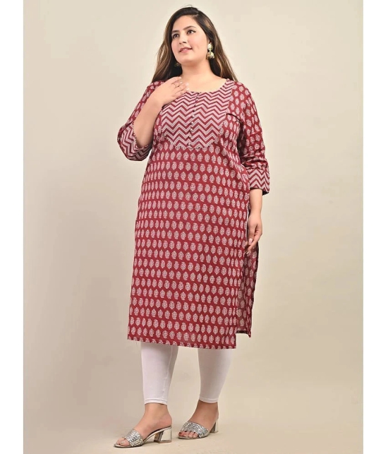 Swasti - Maroon Cotton Womens Straight Kurti ( Pack of 1 ) - None