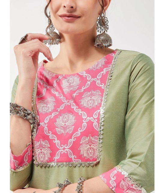 Pannkh - Green Art Silk Womens Straight Kurti ( Pack of 1 ) - None