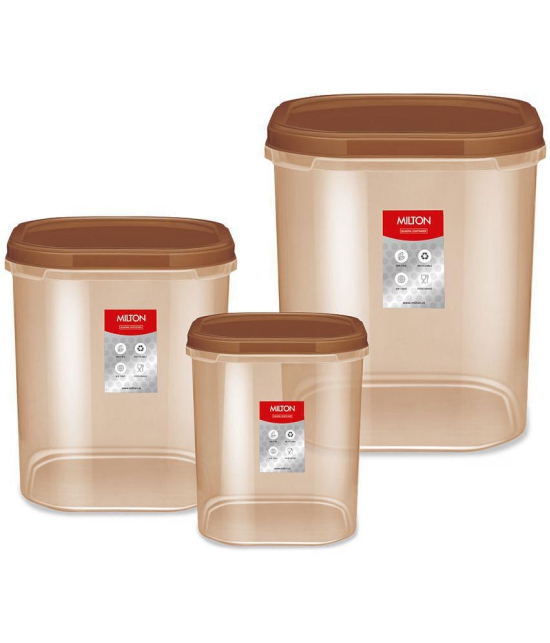 Milton Quadra Storage Container, Set of 3, 6000 ml, 8000 ml, 12000 ml, Brown - Brown