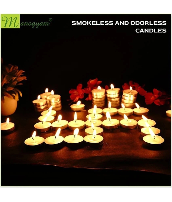 Manogyam White Wax Tea Light Candle 40 cm ( Pack of 2 )