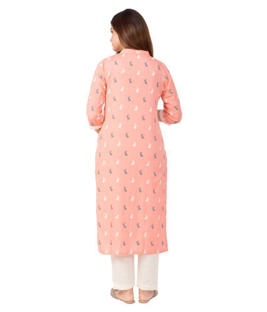 miravan Peach Cotton Blend Straight Kurti - 3XL