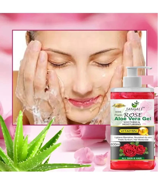 PURE JANGALI ORGANICS 100% PURE Rose Aloe Vera Gel for Beautiful Skin & Hair 1200ML