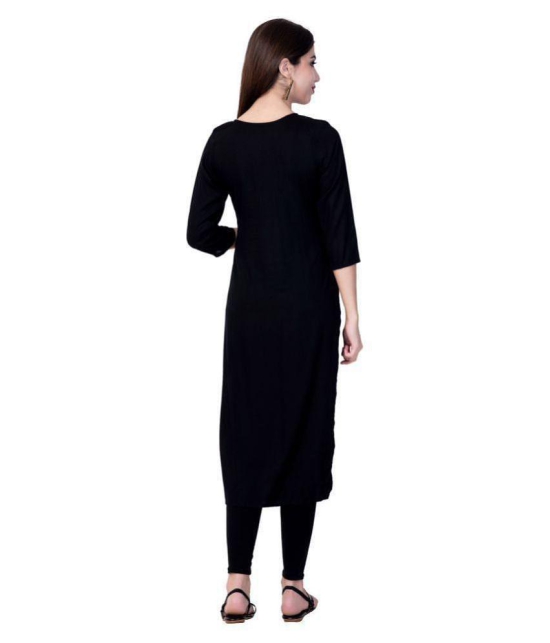 GOD BLESS Black Rayon Straight Kurti - Single - XXL