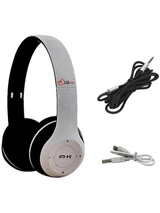 UGPro UGP-47 Dual Mode 3.5 mm Bluetooth Headphone Over Ear 6 Hours Playback Adjustable length IPX4(Splash & Sweat Proof) White