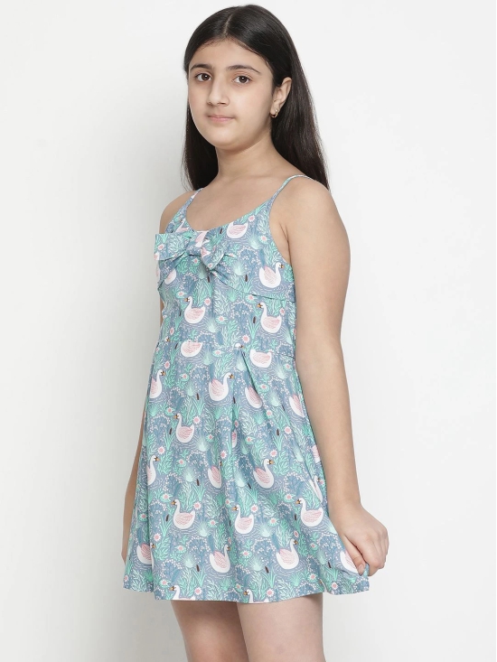 Oxolloxo Girls Blue & Off White Satin Dress