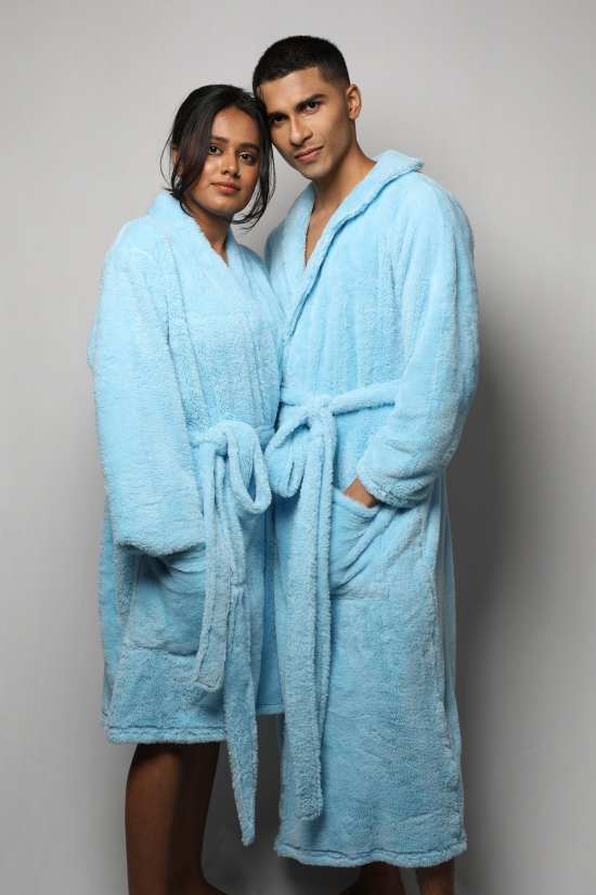 Fur couple bathrobe-Sky Blue / XXL / XS