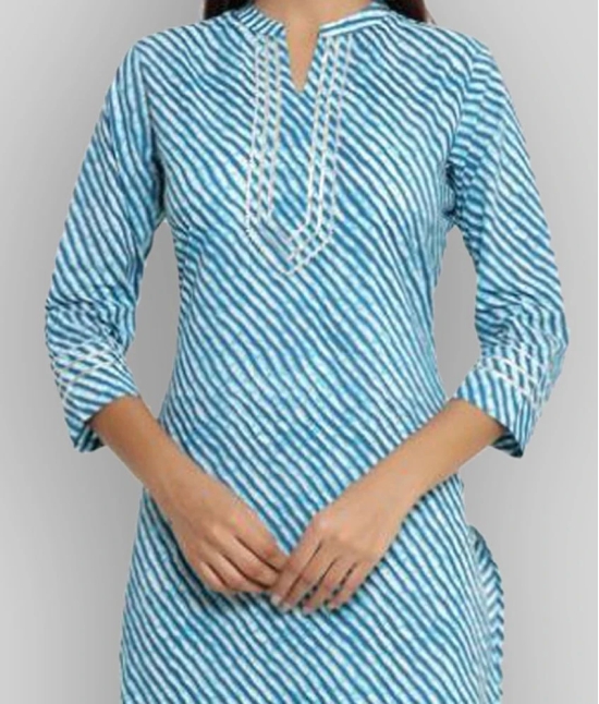 KIPEK - Blue Cotton Womens Straight Kurti ( Pack of 1 ) - S