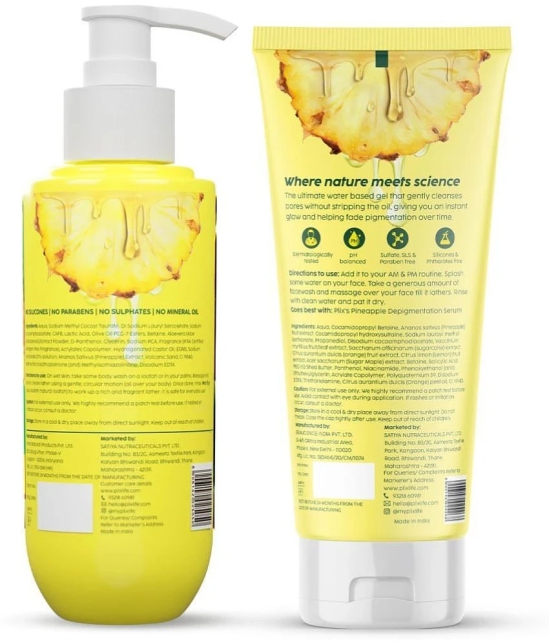 Plix Pineapple Glow Duo Depigmentation Face Wash & Lactic Acid Exfoliating Body Wash Combo Pack of 2