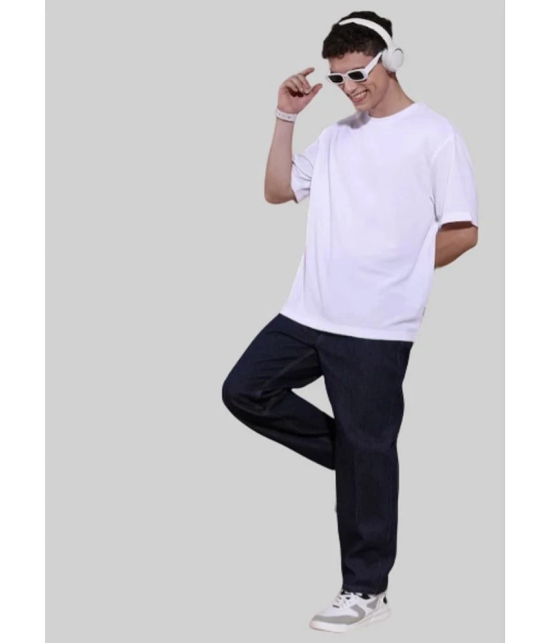 AKTIF Cotton Blend Oversized Fit Solid Half Sleeves Mens T-Shirt - White ( Pack of 1 ) - None