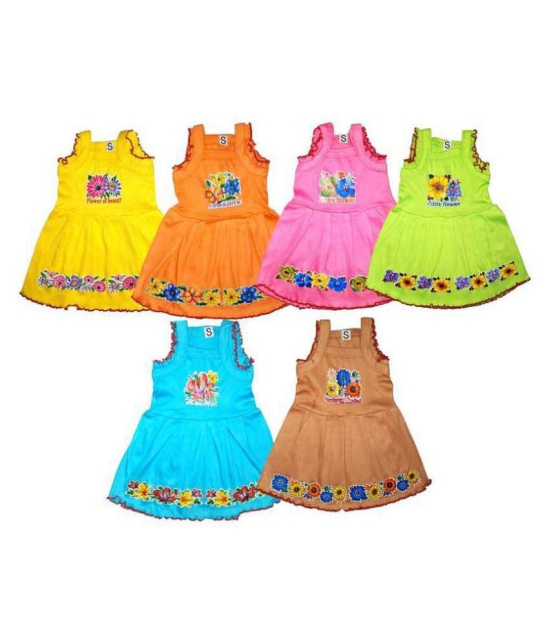 Baby girl cotton printed frock  (pack of 6) - None