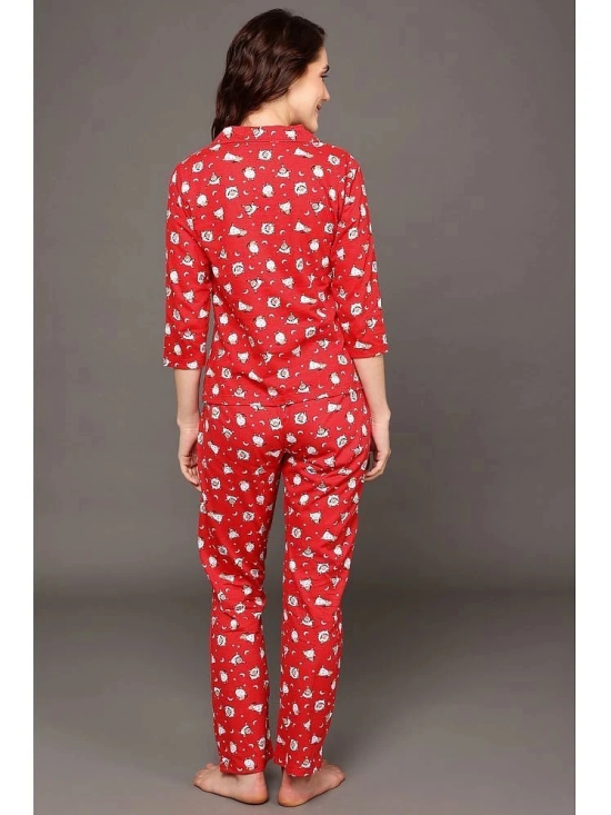 Clovia Red Cotton Womens Nightwear Nightsuit Sets ( Pack of 1 ) - None