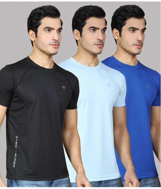 Supersquad Polyester Regular Fit Solid Half Sleeves Mens T-Shirt - Multicolor ( Pack of 3 ) - None