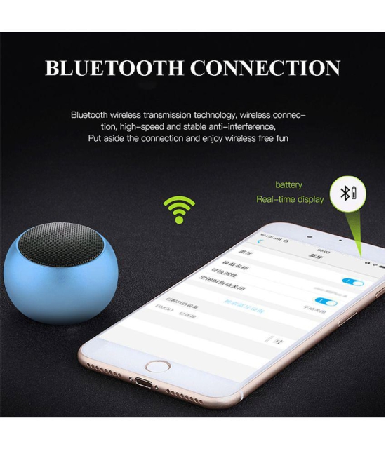 Tecsox Mini Speaker 4 W Bluetooth Speaker Bluetooth v5.0 with 3D Bass Playback Time 3 hrs Blue - Blue