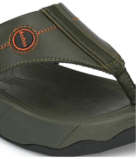 softio - Olive Men's Thong Flip Flop - None