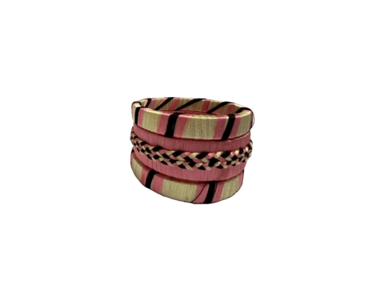 Set of 4 Pink and Gold Silk Thread Bangles