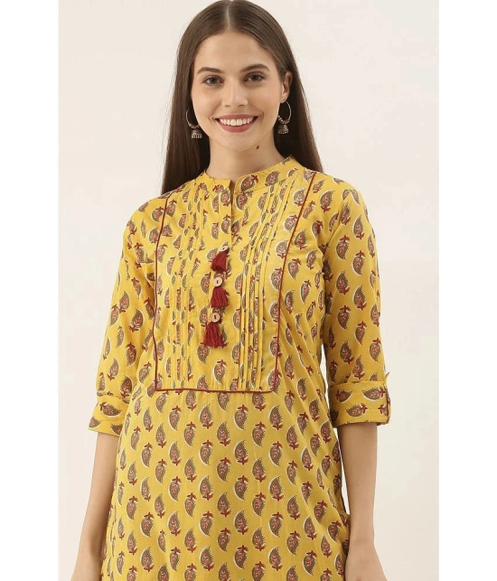 Rajnandini - Yellow 100% Cotton Womens Straight Kurti ( Pack of 1 ) - None