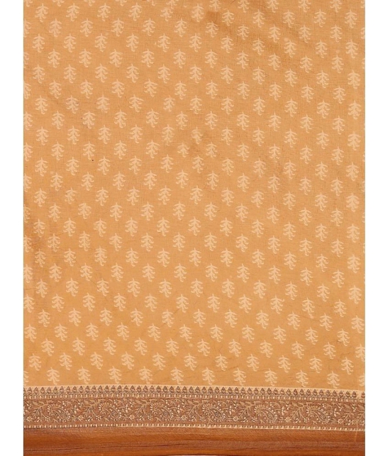 SHANVIKA Cotton Printed Saree Without Blouse Piece - Mustard ( Pack of 1 ) - Mustard