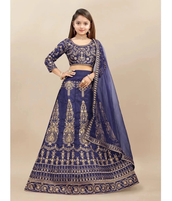 JULEE Blue Silk Girls Lehenga Choli Set ( Pack of 1 ) - None