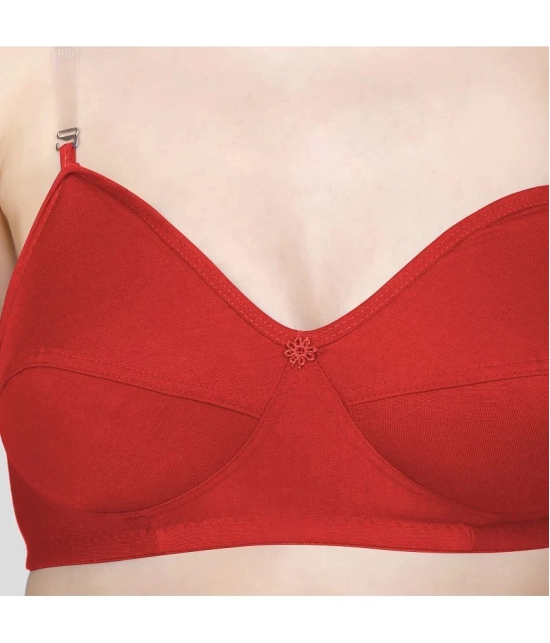 TCG Pack of 2 Cotton Blend Non Padded Womens Everyday Bra ( Red ) - None