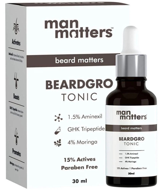 Man Matters BeardGro Beard Tonic for Thicker Beard Growth with Aminexil & LashLD Hair Oil | Stimulates beard follicles | 30ml