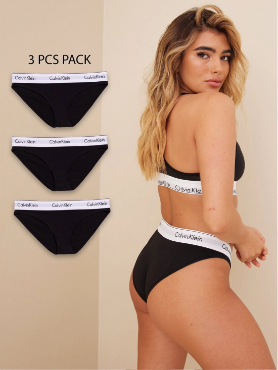 C K Classic Underwear - Women Pack Of 3 Briefs-S / BLACK