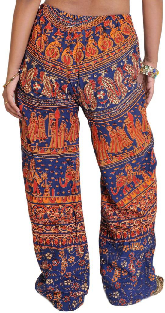 True-Navy Casual Trousers from Jodhpur with Printed Marriage Procession