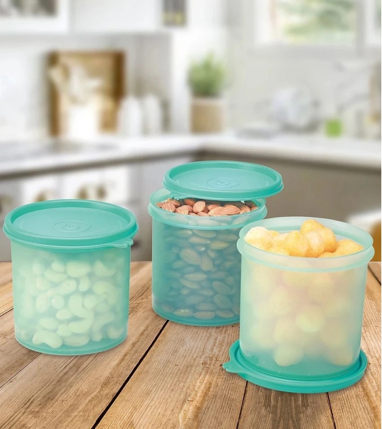 HOMETALES Plastic Multi-Purpose Food Container, 800ml Each, Green, (3U) - Green