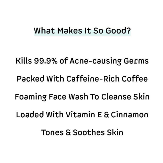 mCaffeine Anti Acne Coffee Foaming Face Wash | Oil & Pimple Control Cleanser with Cinnamon & Vitamin E