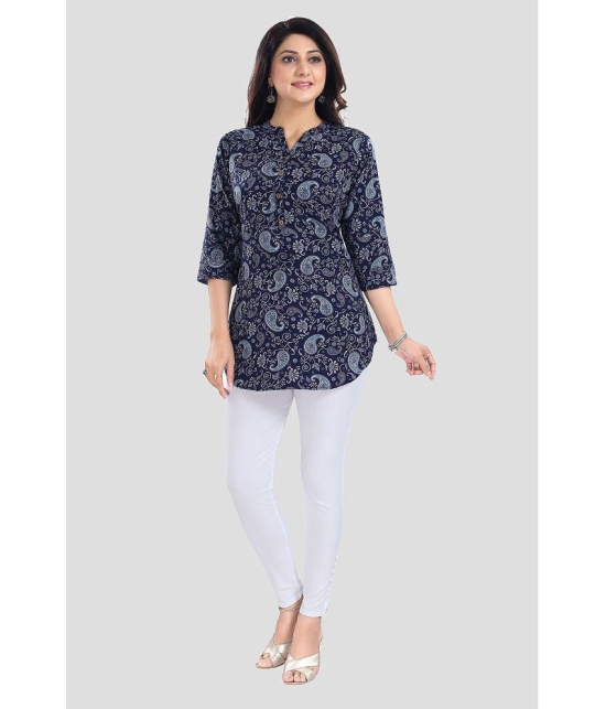 Meher Impex Crepe Printed A-line Womens Kurti - Blue ( Pack of 1 ) - None