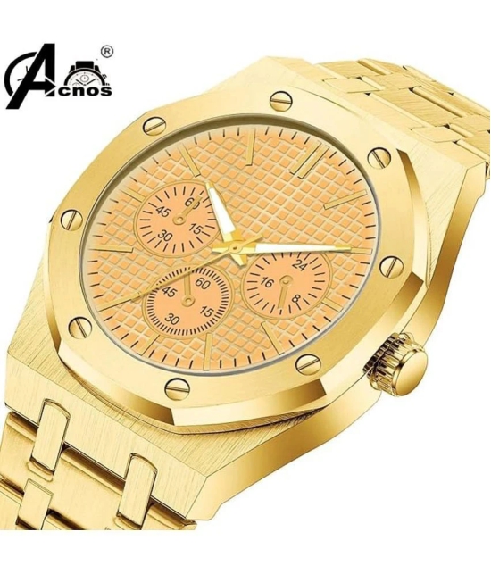 acnos Gold Stainless Steel Analog Mens Watch