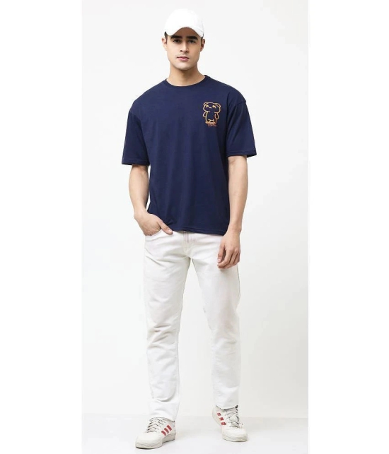 Leotude - Navy Cotton Blend Oversized Fit Mens T-Shirt ( Pack of 1 ) - None