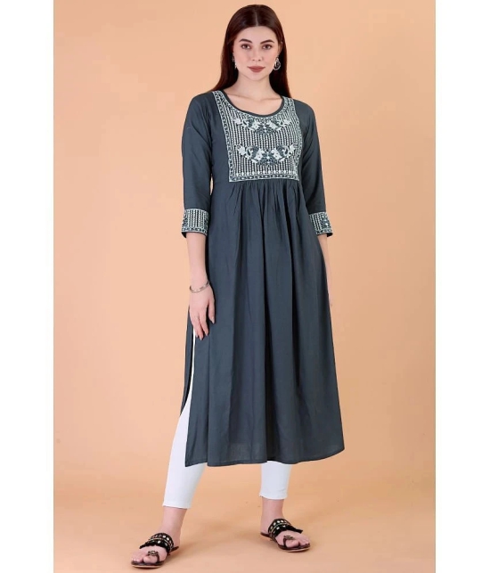 Glomee - Grey Rayon Womens Nayra Kurti ( Pack of 1 ) - None