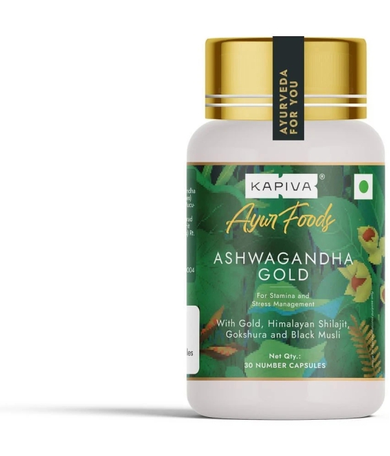 Kapiva Ashwagandha Gold Capsules (30 N Caps) 100% Ayurvedic | With Gold, Shilajit | Helps in Stress Management | For Men & Women