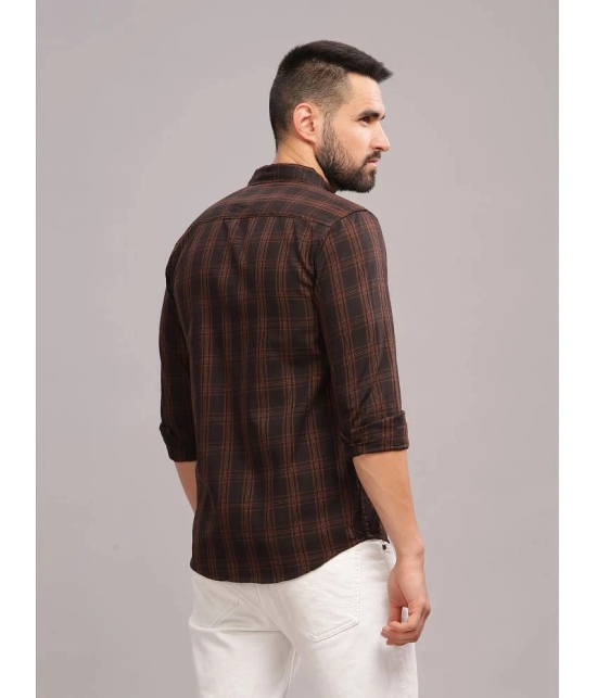 Paul Street 100% Cotton Slim Fit Checks Full Sleeves Mens Casual Shirt - Brown ( Pack of 1 ) - None