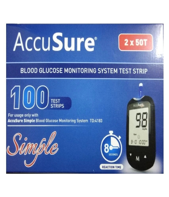 Accusure Simple Glucometer + 100 strips Expiry -Feb 2024