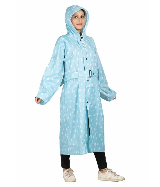 Goodluck Polyester Long Raincoat - Blue - XL