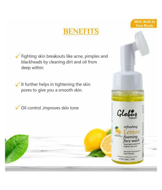 Globus Naturals Lemon Face Massager with Foaming Face Wash 150 mL