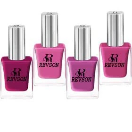 Revson Nail Paint | light Glossy, Quick Dry, High Coverage, Chip Resistant, Long Lasting | Nail Polish for Women | multi color of light shade - 9 ML (Combo of 4 pcs) (4-RTSC-14)