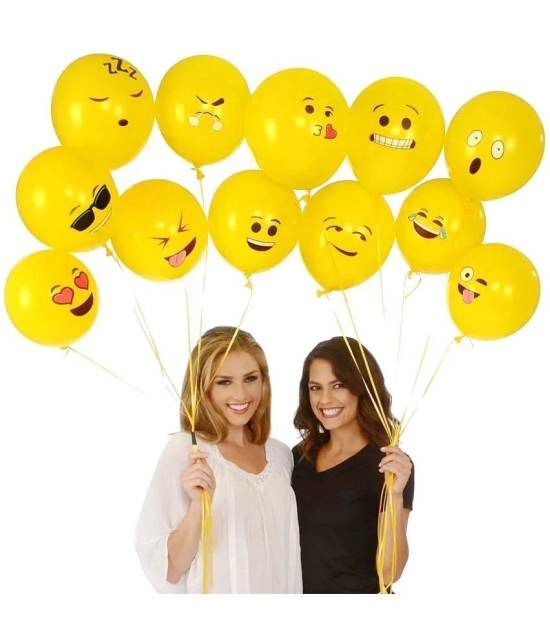 Zyozi ® Yellow Smiley Emoji Balloons | Birthday Decorations Balloons | Smiley Theme Party Decorations Balloons | Kids Birthday Decorations Balloons | Face Expression Balloons (PACK OF 26) - 