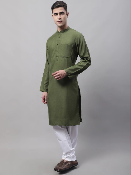 Jompers Men's Cotton Solid Kurta Payjama Sets-S / Green