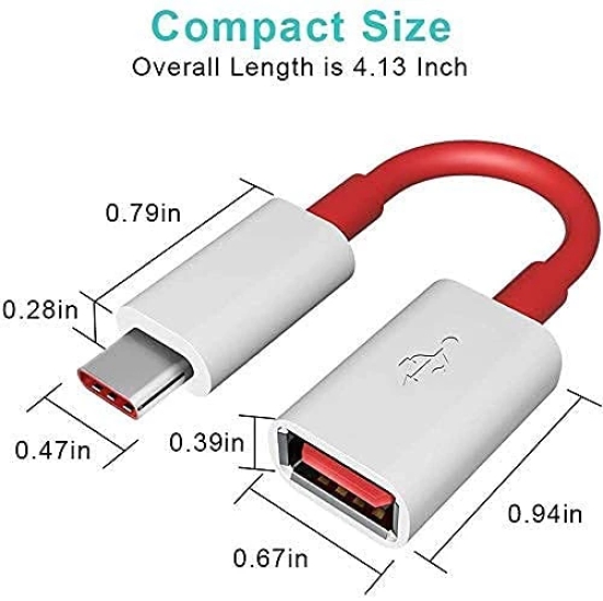 Lapster USB 3.0 USB to Type C OTG Converter (White & Red) - 1 Piece