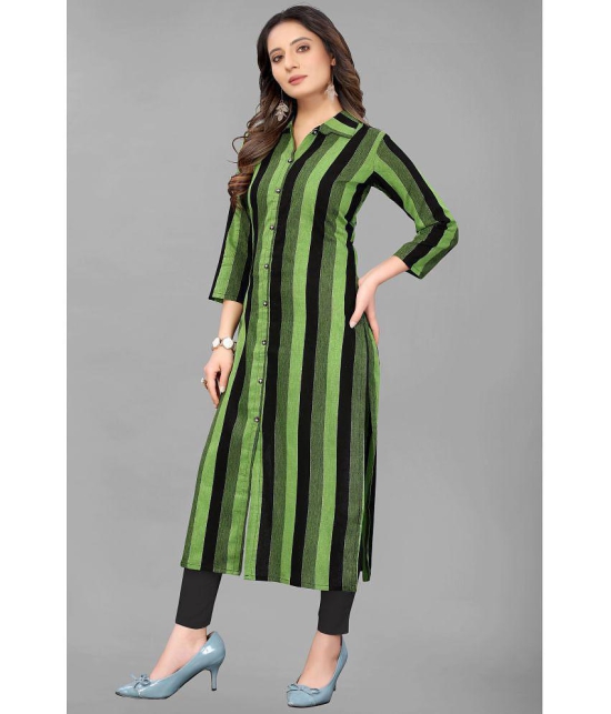 MEHZEEL FAB - Green Front Slit Cotton Blend Women's Stitched Salwar Suit ( Pack of 1 ) - None