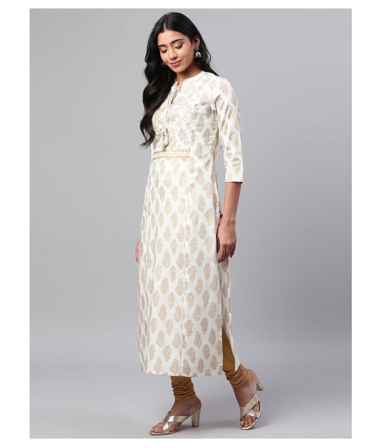 KSUT White Viscose Straight Kurti - XXL